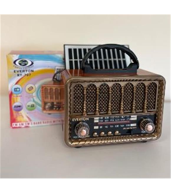 Everton RT-707 Bluetooth-USB-SD-FM Şarjlı  Nostaljik Radyo Solarlı Radyo