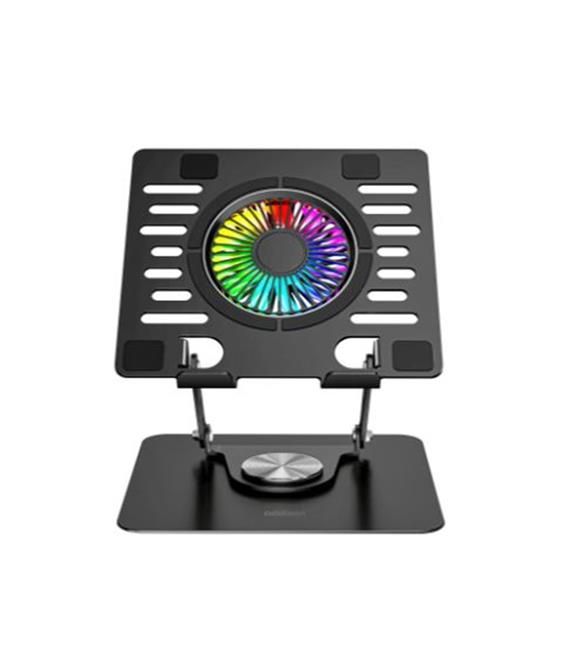 Addison AD-RC36 Steely 360 Derece Dönebilen Fanlı RGB Işıklı Ayarlanabilir Siyah Metal Laptop Stand