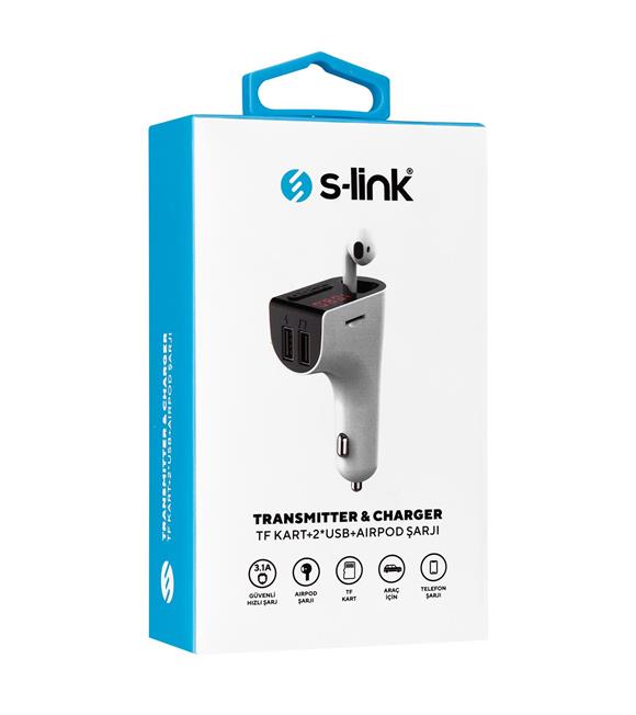 S-link SL-BT245 5V 3.1A - 5V 1A Bluetooth Kulaklık ve TF+USB Fm Transmitter
