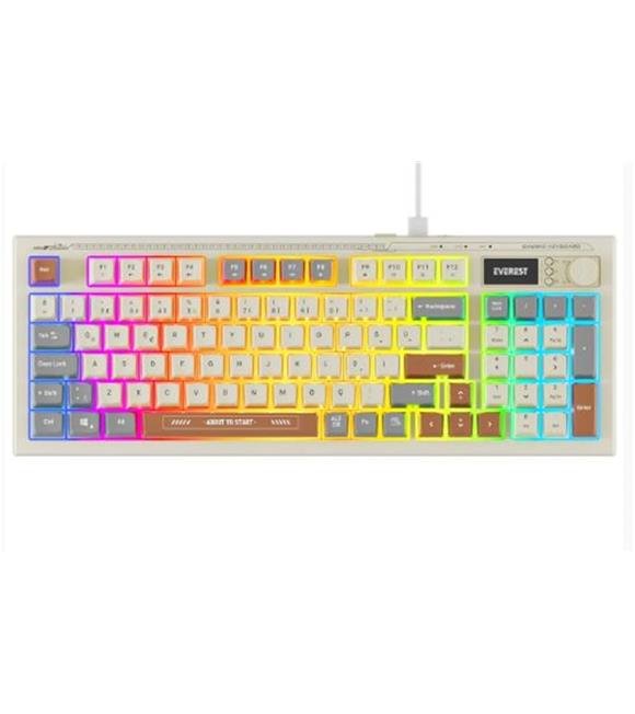 Everest KB-79 SILENT PRO Gri-Gri Mavi-Kahve SESSİZ RGB Q Membrane Oyuncu Klavyesi