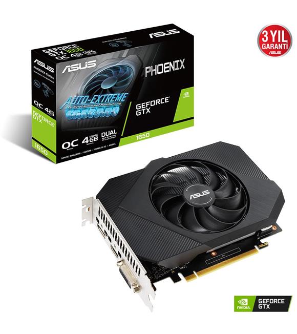 Asus PH-GTX1650-O4GD6-P 4Gb GDDR6 128Bıt Dp-Hdmı-Dvı (PH-GTX1650-O4GD6-P) Ekran Kartı