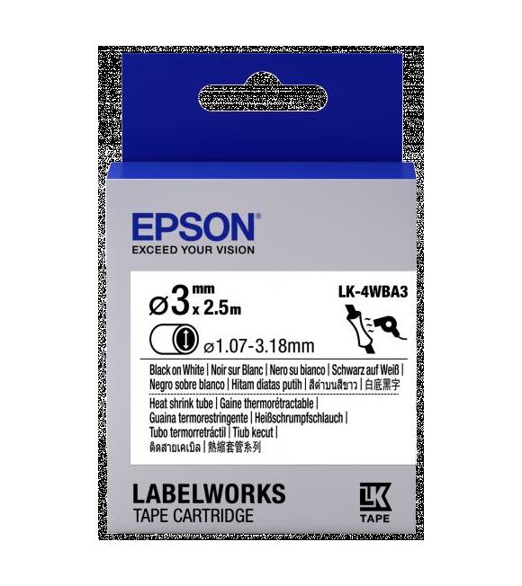 Epson LK-4WBA3 Beyaz Üzeri Siyah Makaron (1,07-3,18 mm çap) 2,5Metre