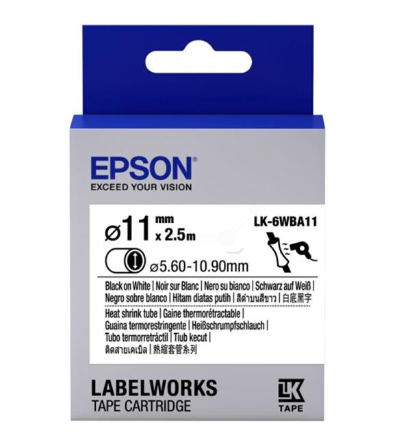 Epson LK-4WBA5 Isıyla Daralan Siyah Üzeri Beyaz 5MM 2,5Metre Etiket