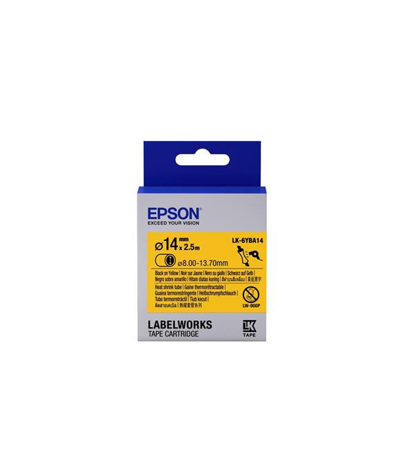 Epson LK-6YBA11 Isıyla Daralan Siyah Üzeri Sarı 11MM 2,5Metre Etiket