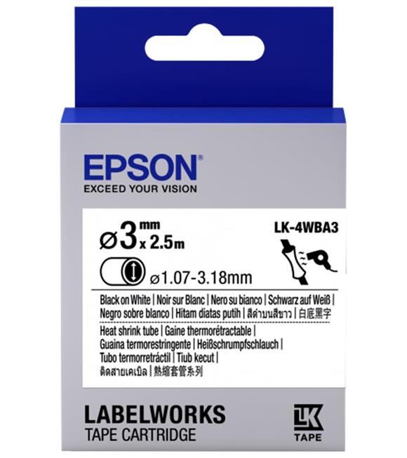 Epson LK-4YBA3 Isıyla Daralan Siyah Üzeri Sarı 3MM 2,5Metre Etiket