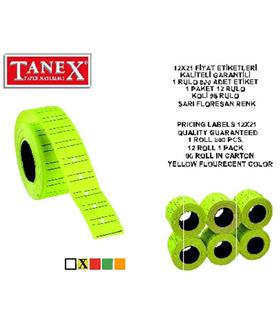 Tanex Fiyat Etiketi Çizgili 12x21 Fosforlu Sarı