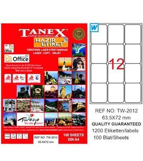 Tanex Laser Etiket 100 YP 63x72 Laser-Copy-Inkjet TW-2012