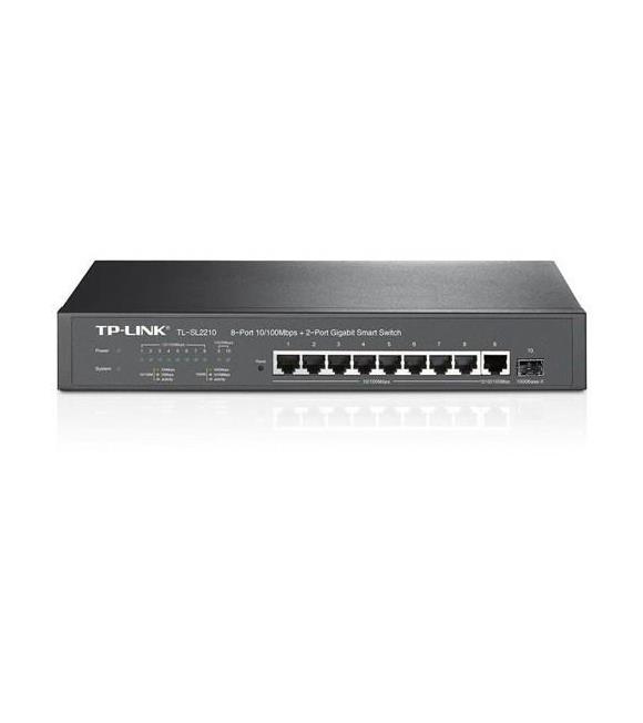 Tp-Link TL-SL2210 8 Port 10-100 Mbps 1 Port 10-100-1000 Mbps Switch 1 Port SFP Çelik Kasa Rack Mount