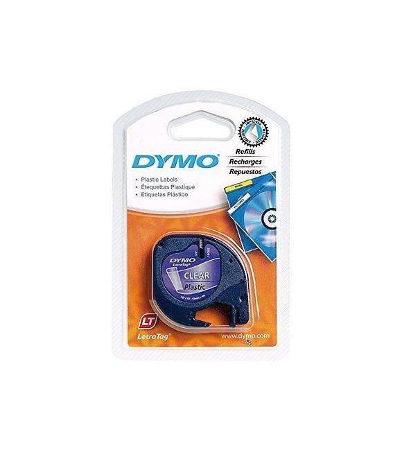 Dymo Letratag Plastik Şerit 12mmX 4 Metre Şeffaf Suya Dayanıklı