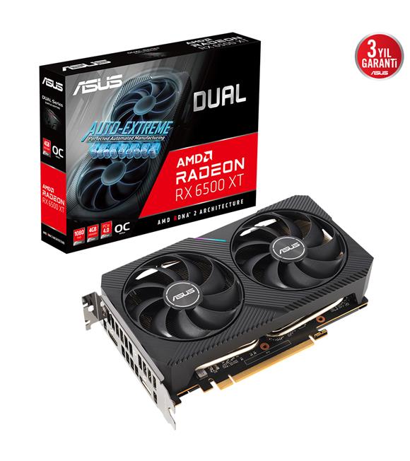 Asus Radeon DUAL-RX6500XT-O4G 4GB GDDR6 64Bit DX12 Ekran Kartı