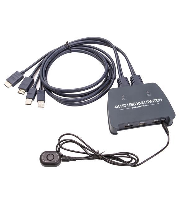 Vcom DD221-4K 2 Port Hdmi 1.4V 4K@30Hz Plastik Kasa Kvm Switch