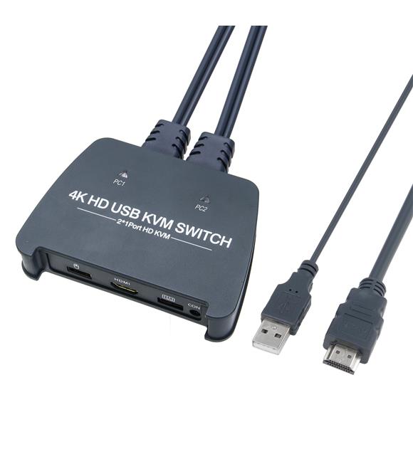 Vcom DD221-4K 2 Port Hdmi 1.4V 4K@30Hz Plastik Kasa Kvm Switch_1