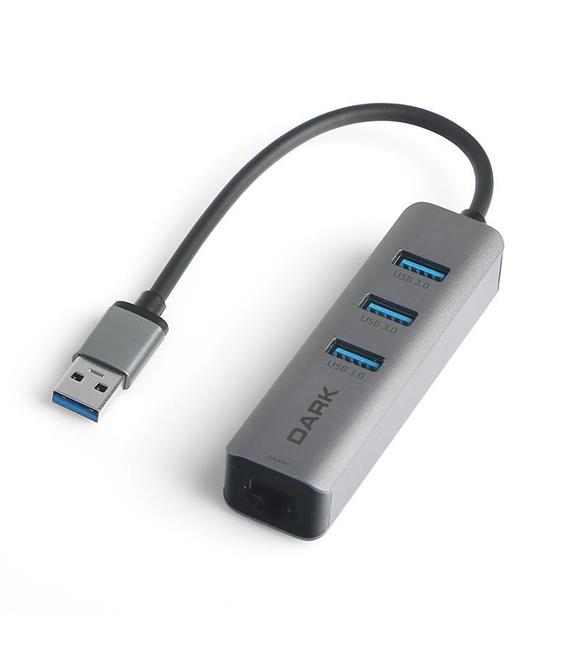 Dark DK-AC-USB332GL USB Type-A to RJ45 Gigabit Ethernet ve 3xUSB 3.0 Hub Çoklayıcı Adaptör