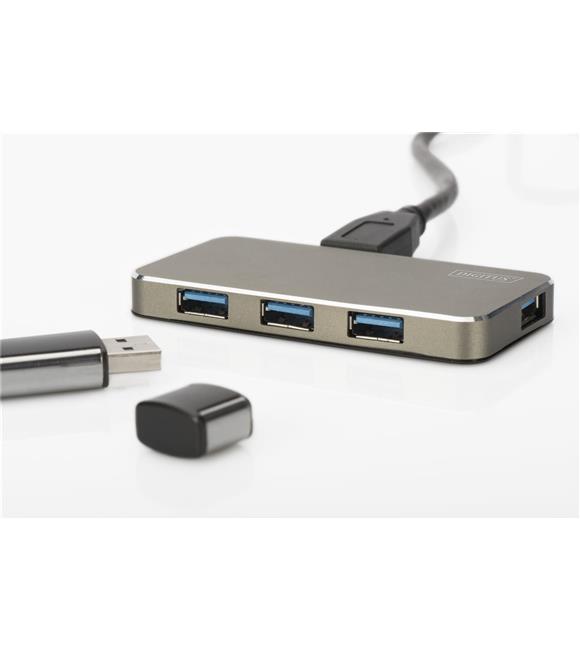 Digitus DA-70240-1 4 Port USB 3.0 Hub, 5V-2A güç adaptörü dahil, alüminyumi DA-70240-1