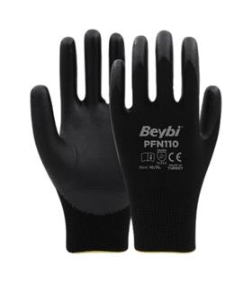 PFN110 10 Beden Siyah Polyester Örgü Üzeri ½ Köpük Nitril Kaplı Eldiven 12li Paket En388 (3131X)