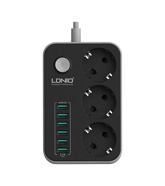 LDNIO Akım Korumalı Priz 1,6mt Kablo Üçlü Anahtarlı 6 x Usb Şarj Upsli Giriş (3G 0,75mm)_1