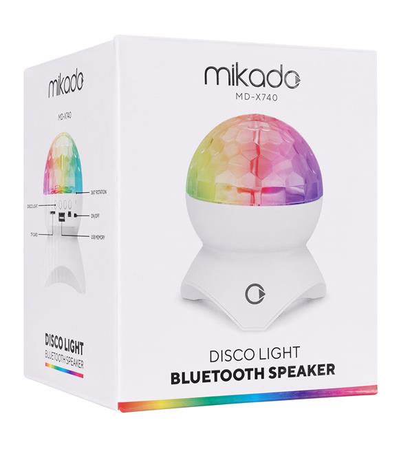 Mikado MD-X740 Beyaz Şarjlı BT-TF Cart-USB Tavan Led Işıklı Disko Topu Speaker