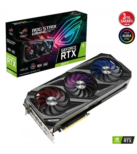 Asus Geforce ROG-STRIX-RTX3070TI-8G-GAMING 8GB GDDR6X 256bit  OC 2xHDMI 3xDP RGB Ekran Kartı