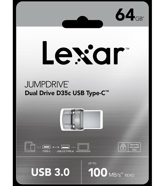 Lexar 128GB Usb 3.0 J.Drive D35c OTG Type-C 100MB-s Çift Taraflı Flash Bellek