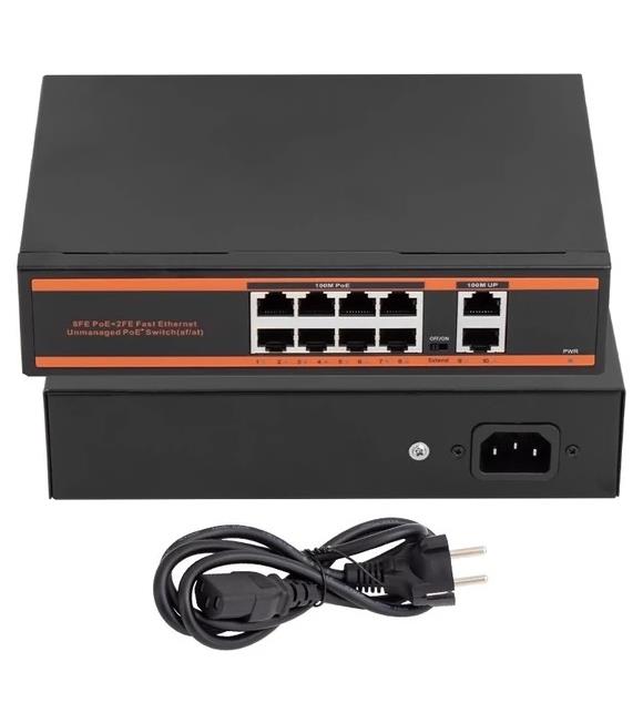 Nova ND1P802LF 8 Port Poe+ 10-100 Mbps 2 Port 10-100 Uplink Switch 150W_1