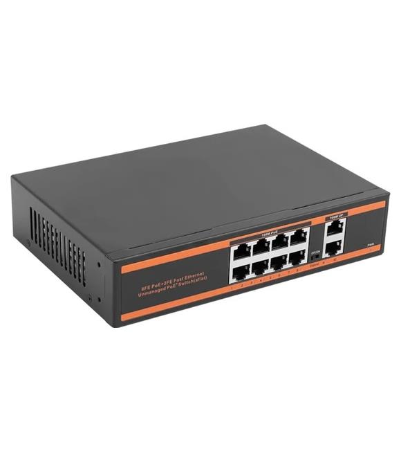 Nova ND1P802LF 8 Port Poe+ 10-100 Mbps 2 Port 10-100 Uplink Switch 150W