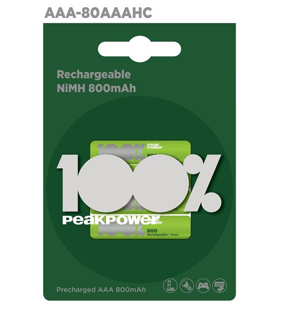 Peak Power AAA Boy İnce Kalem Pil Şarjlı 800mAh 4