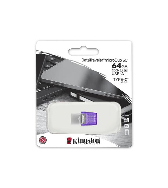 Kingston DTDUO3CG3-64GB DataTraveler microDuo 3C 200MB-s dual USB-A + USB-C Flash Bellek