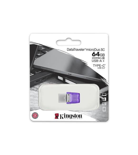 Kingston DTDUO3CG3-64GB DataTraveler microDuo 3C 200MB-s dual USB-A + USB-C Flash Bellek_1