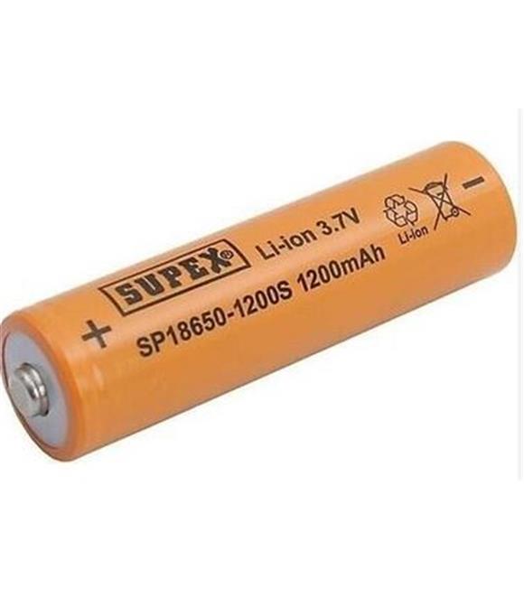 Supex 18650-1200S 3.7V 1200MA Şarjlı Li-on Pil Uçlu Kafa Pil