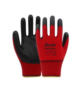 Beybi Nitril PMK PN5 Zebra Kırmzı Siyah 9 Beden 12li Paket