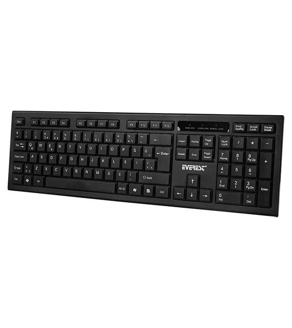 Everest KM-6121 Siyah Kablosuz Q Slim Klavye + Mouse Set_1