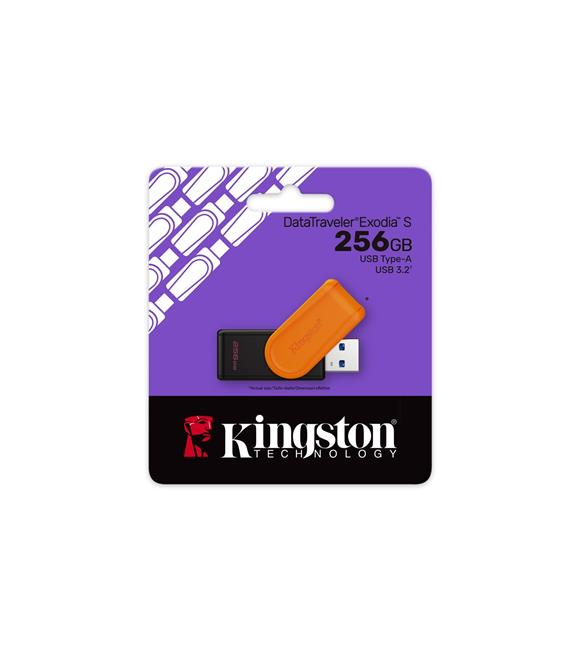 Kingston DTXS-256GB 256GB Portable USB 3.2 Gen1 DataTraveler ExodiaS (Black-Orange) Flash Bellek