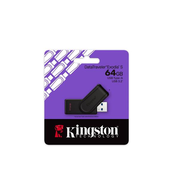 Kingston DTXS-64GB 64GB Portable USB 3.2 Gen1 DataTraveler ExodiaS (Black-Black) Flash Bellek
