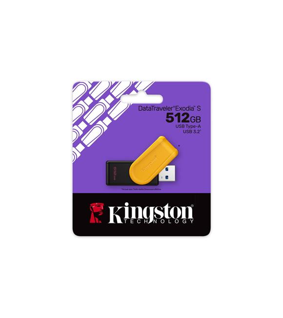 Kingston DTXS-512GB 512GB Portable USB 3.2 Gen1 DataTraveler ExodiaS (Black-Yellow) Flash Bellek