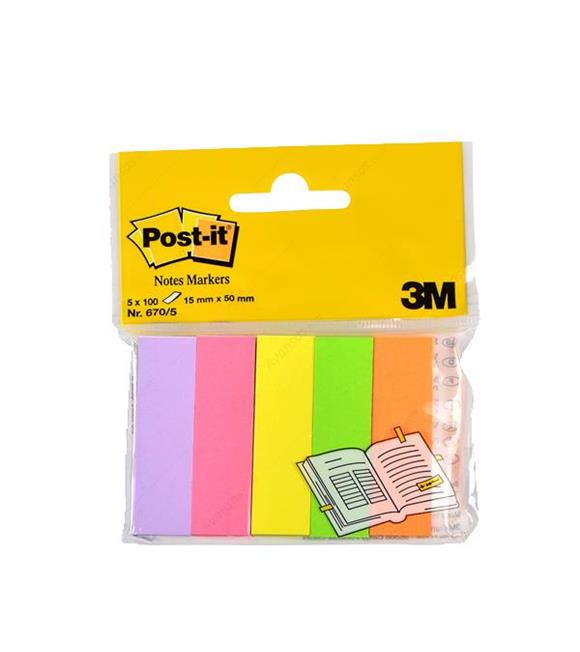 Post-it İndeks 100 YP 15x50 Fosforlu 5 Renk 670-5