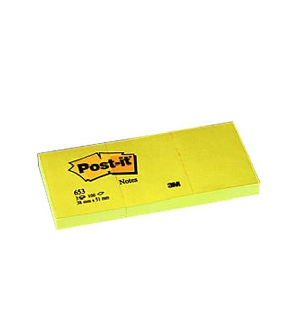 Post-it Yapışkanlı Not Kağıdı 3 Blok 100 YP 38x51 Sarı 653