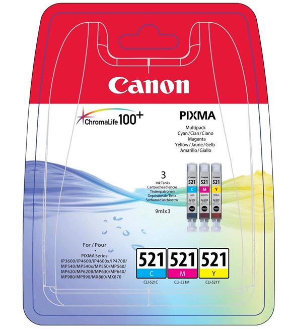 Canon CLI-521 Cyan-Magenta-Yellow Mavi-Kırmızı-Sarı 3