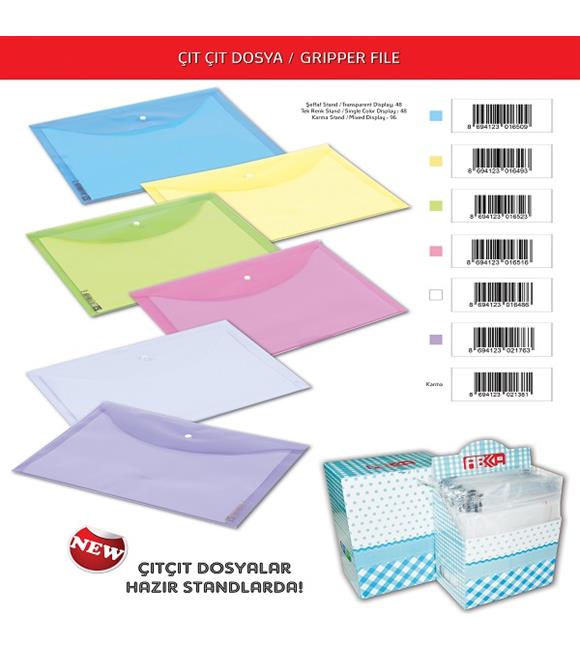 Abka Çıtçıtlı Dosya A4 Şeffaf