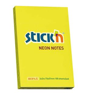 Hopax Stıckn Yapışkanlı Not Kağıdı 100 YP 76x51 Fosforlu Sarı 21132