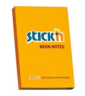 Hopax Stıckn Yapışkanlı Not Kağıdı 100 YP 76x51 Fosforlu Turuncu HE21160