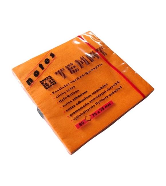 Temat Yapışkanlı Not Kağıdı Fosforlu Turuncu 75x75 MM 11234