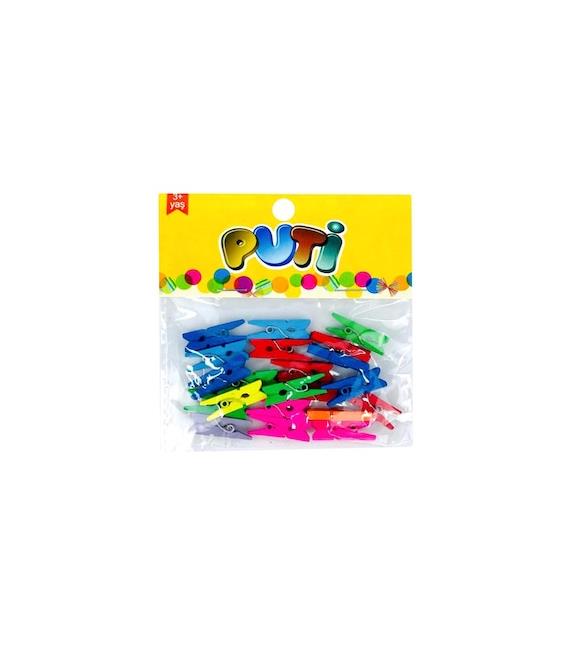 Puti Ahşap Küçük Mandal Renkli 24 Lü 4667
