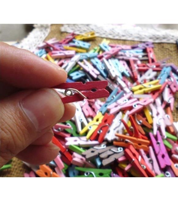 Puti Ahşap Küçük Mandal Renkli 24 Lü 4667