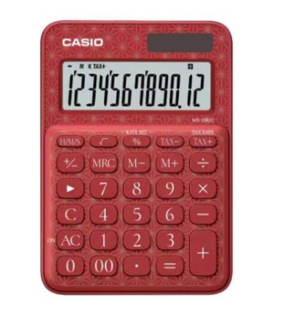 Casio MS-20UC-JRD 12 Hane Kırmızı Desenli Masa Üstü Hesap Makinesi
