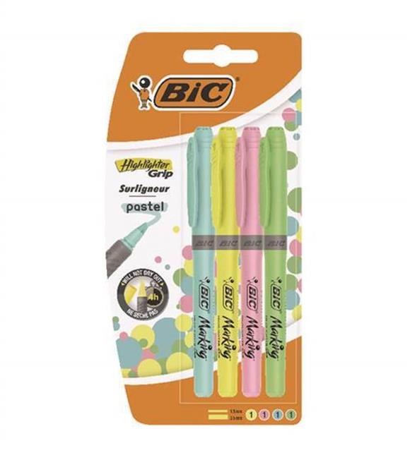 Bic Fosforlu Kalem Markıng Highlıghter Grip Pastel Renkler 4 LÜ 964859