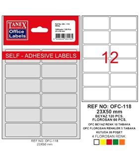 Tanex Ofis Etiketi Poşetli 23x50 MM Beyaz OFC-118