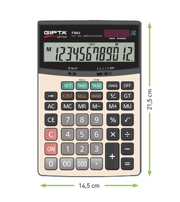 Gıpta Hesap Makinesi Masa Üstü 12 Hane F3042