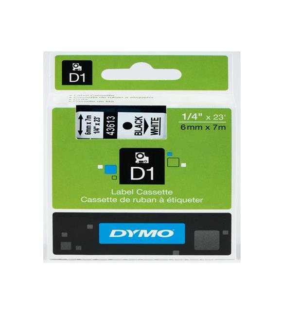 Dymo D1 Şerit Standart 6 MMx7 MT Beyaz Üzerine Siyah 43613