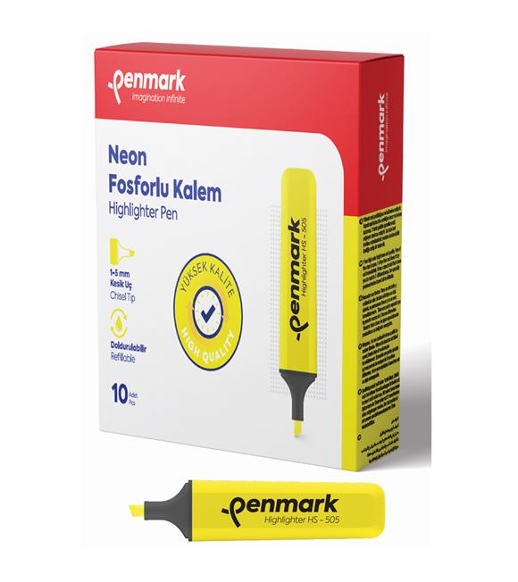 Penmark Fosforlu Kalem Neon Sarı HS-505 01