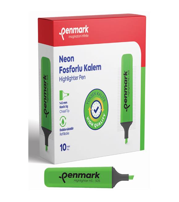 Penmark Fosforlu Kalem Neon Yeşil HS-505 02